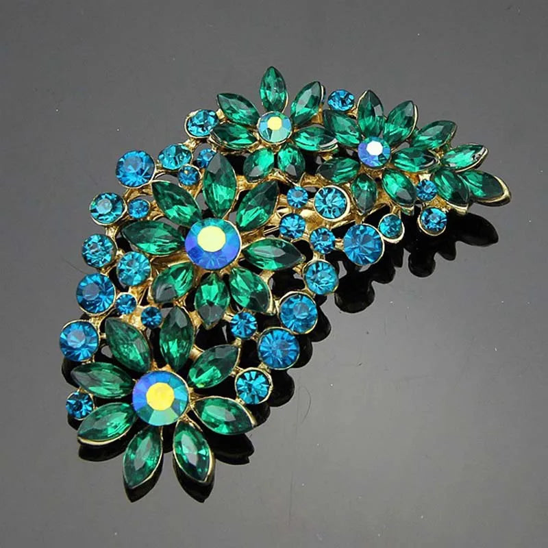 Gemstone Flower Pin Brooch Diamante Rhinestone Wedding Brooch Pins Women Broach