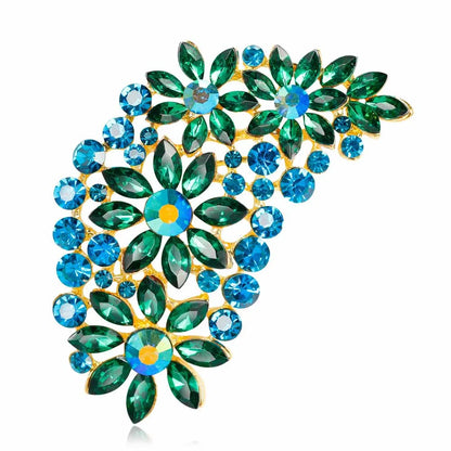 Gemstone Flower Pin Brooch Diamante Rhinestone Wedding Brooch Pins Women Broach