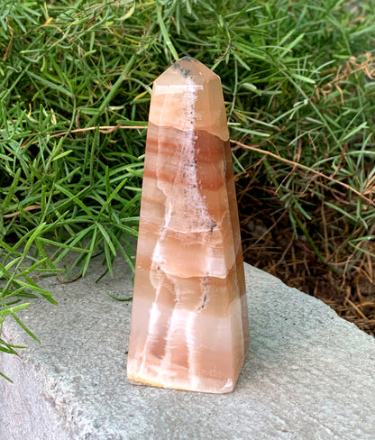 Honey Calcite Tower Honey Calcite Obelisk  Polished Honey Calcite - 195 gram