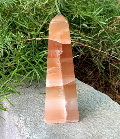 Honey Calcite Tower Honey Calcite Obelisk  Polished Honey Calcite - 195 gram