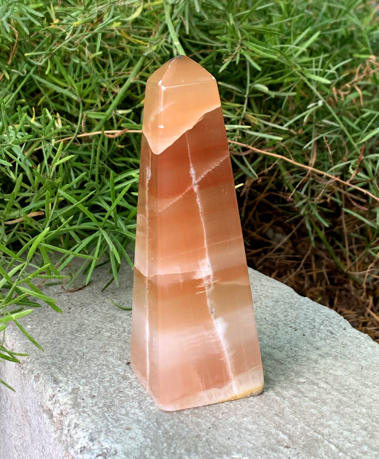 Honey Calcite Tower Honey Calcite Obelisk  Polished Honey Calcite - 195 gram