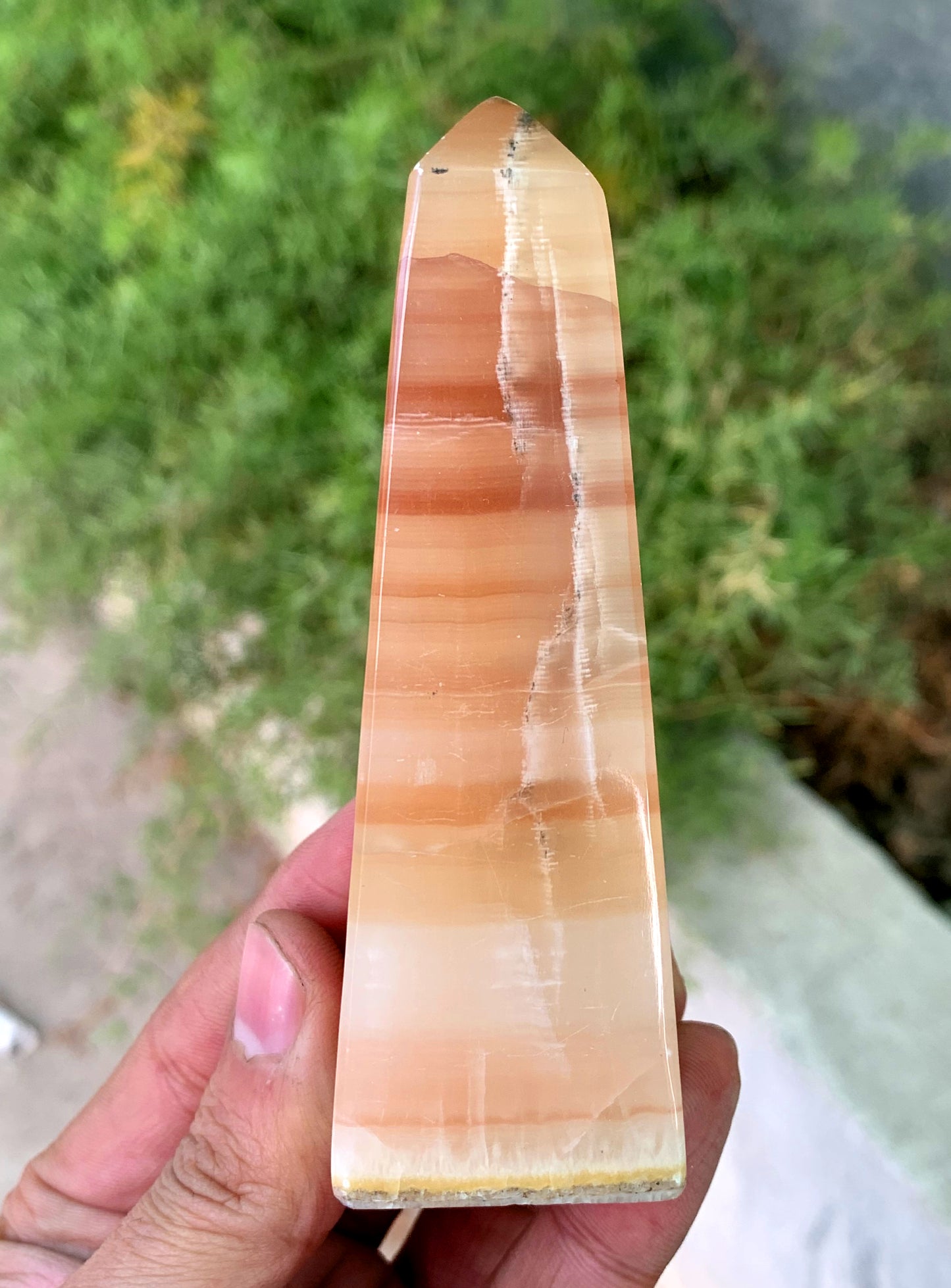 Honey Calcite Tower Honey Calcite Obelisk  Polished Honey Calcite - 195 gram