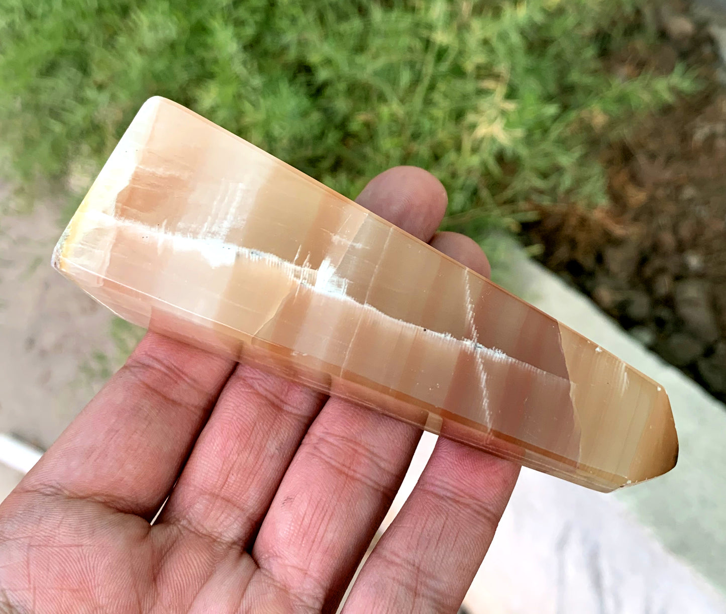 Honey Calcite Tower Honey Calcite Obelisk  Polished Honey Calcite - 195 gram