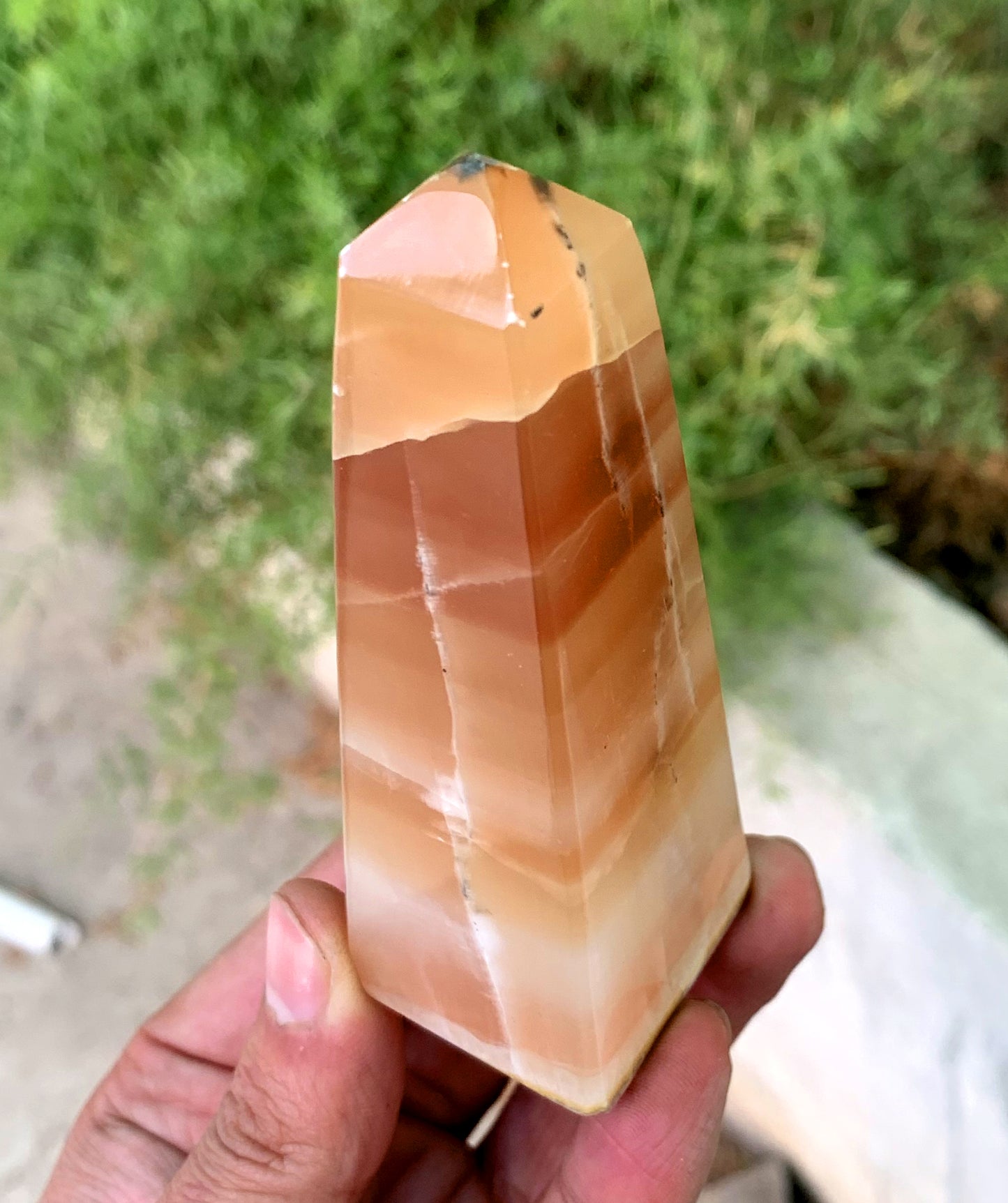 Honey Calcite Tower Honey Calcite Obelisk  Polished Honey Calcite - 195 gram