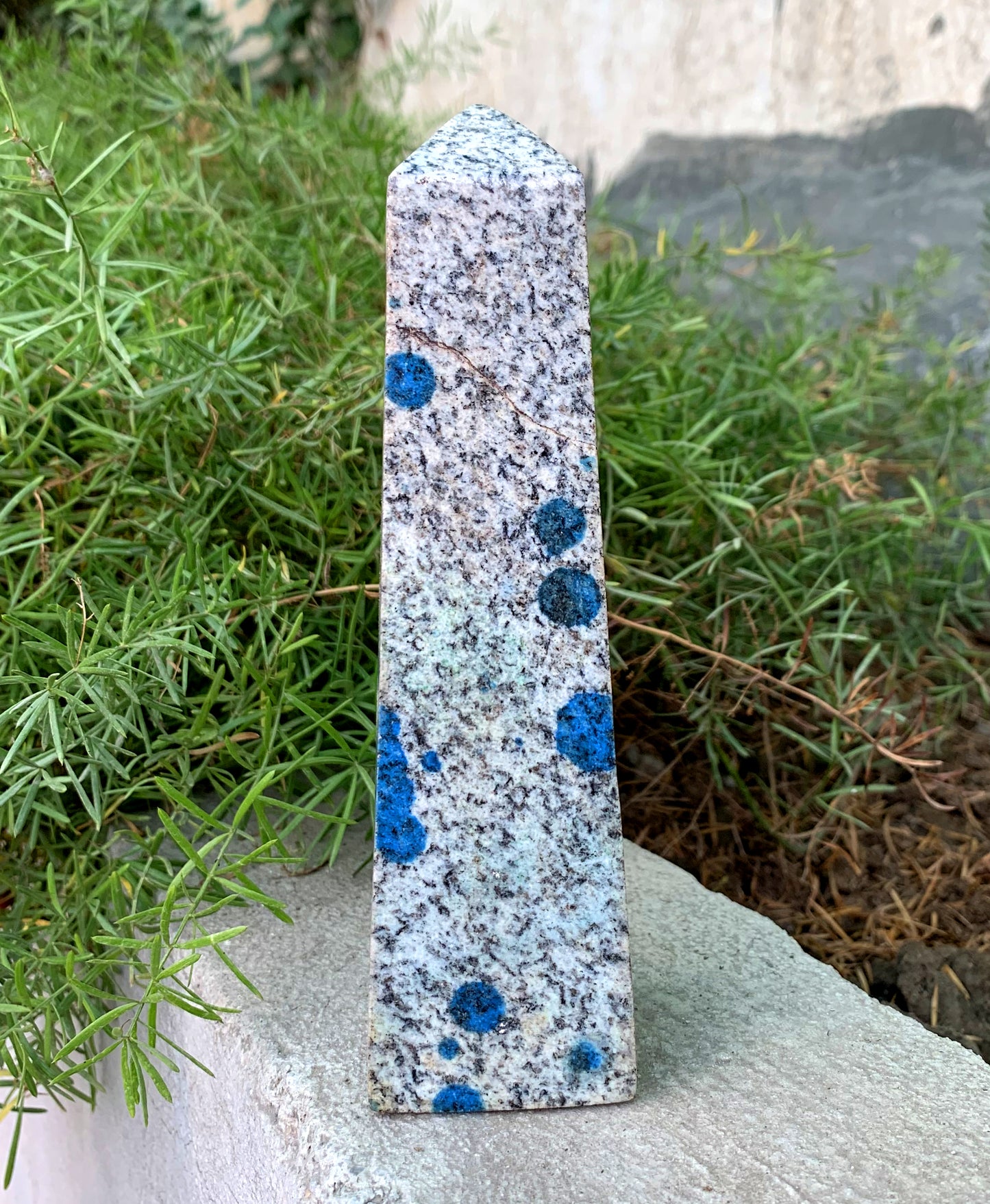 Lovely Jasper With Rare Blue Azurite Dots Handmade Top Polished Healing Tower