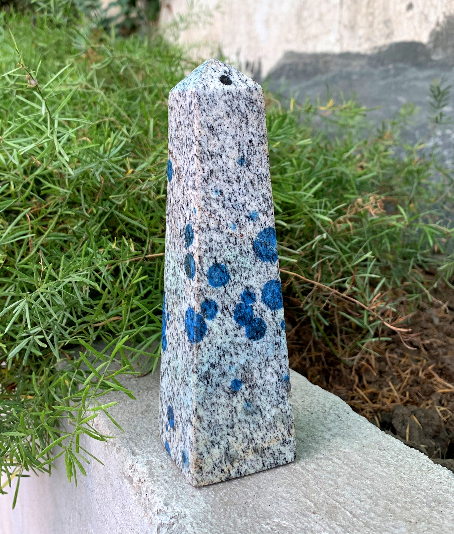 Lovely Jasper With Rare Blue Azurite Dots Handmade Top Polished Healing Tower