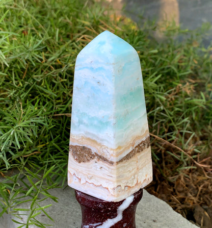 Caribbean Calcite, Caribbean Calcite Tower, Aqua Blue Calcite, Calming Stone, Metaphysical Crystals - 276 gram