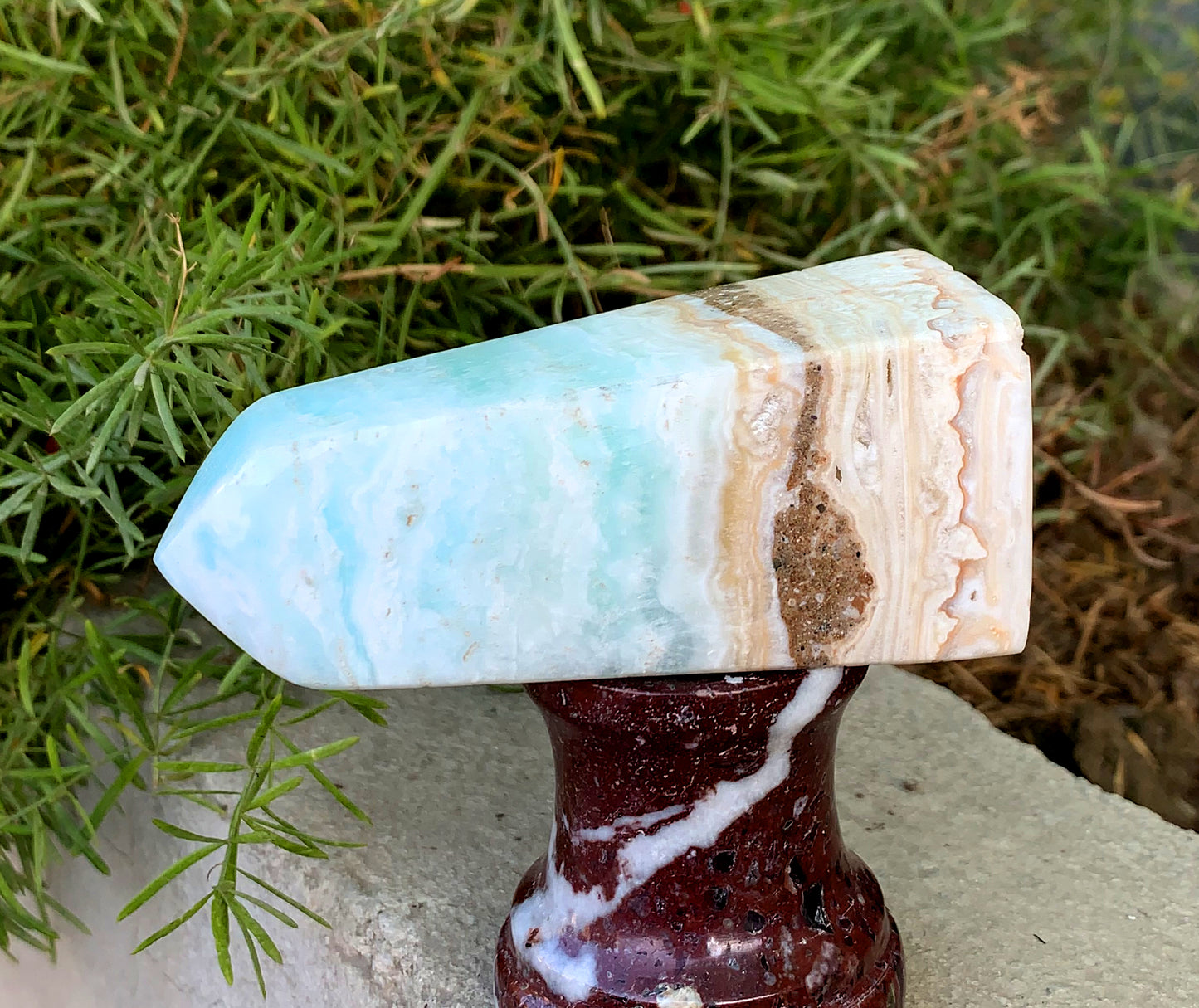 Caribbean Calcite, Caribbean Calcite Tower, Aqua Blue Calcite, Calming Stone, Metaphysical Crystals - 276 gram