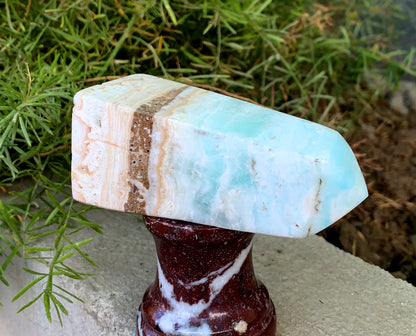 Caribbean Calcite, Caribbean Calcite Tower, Aqua Blue Calcite, Calming Stone, Metaphysical Crystals - 276 gram