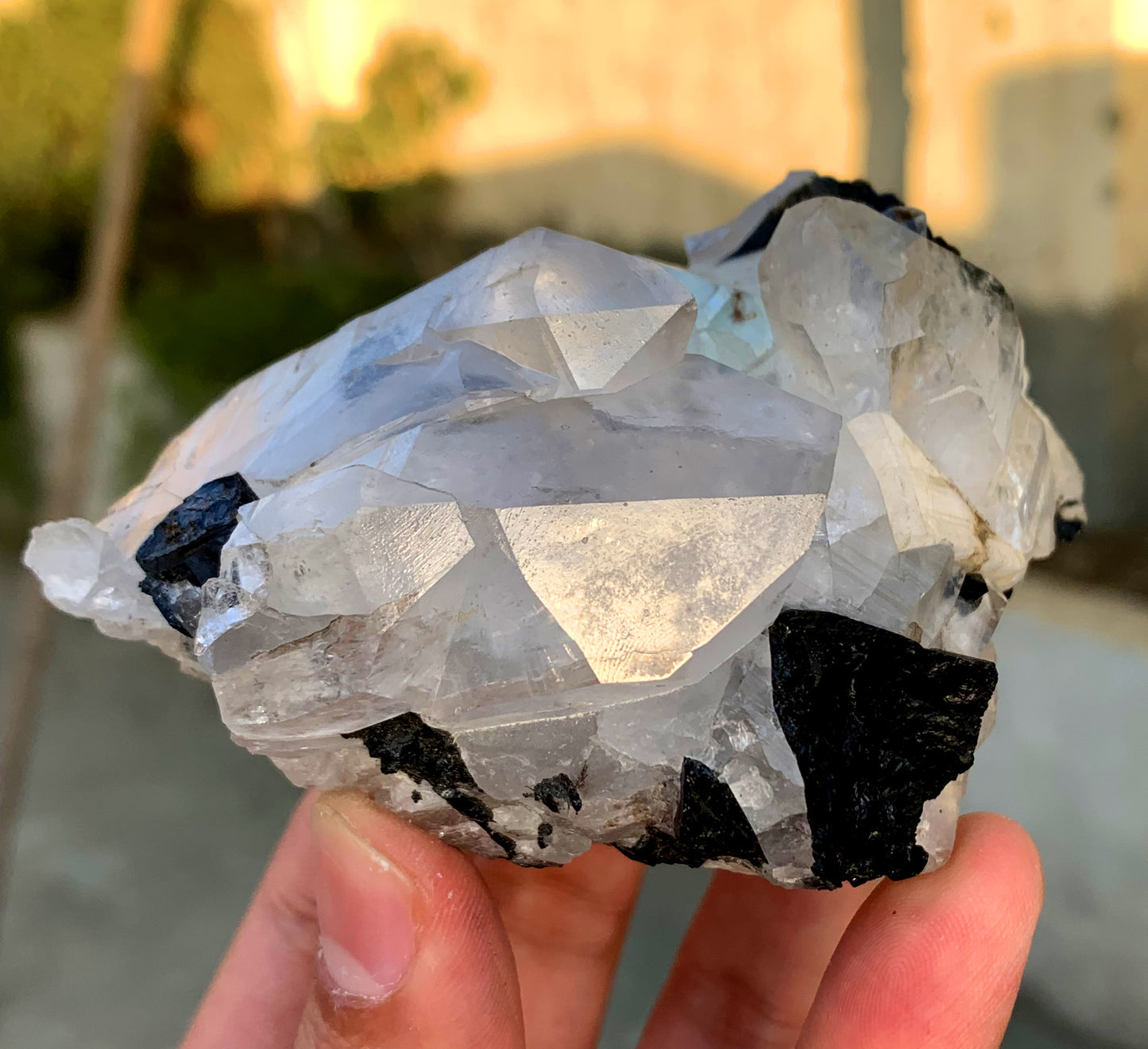 Transparent Blue Color Aquamarine with Quartz, Schorl Tourmaline and Feldspar Specimen from Pakistan - 285 grams