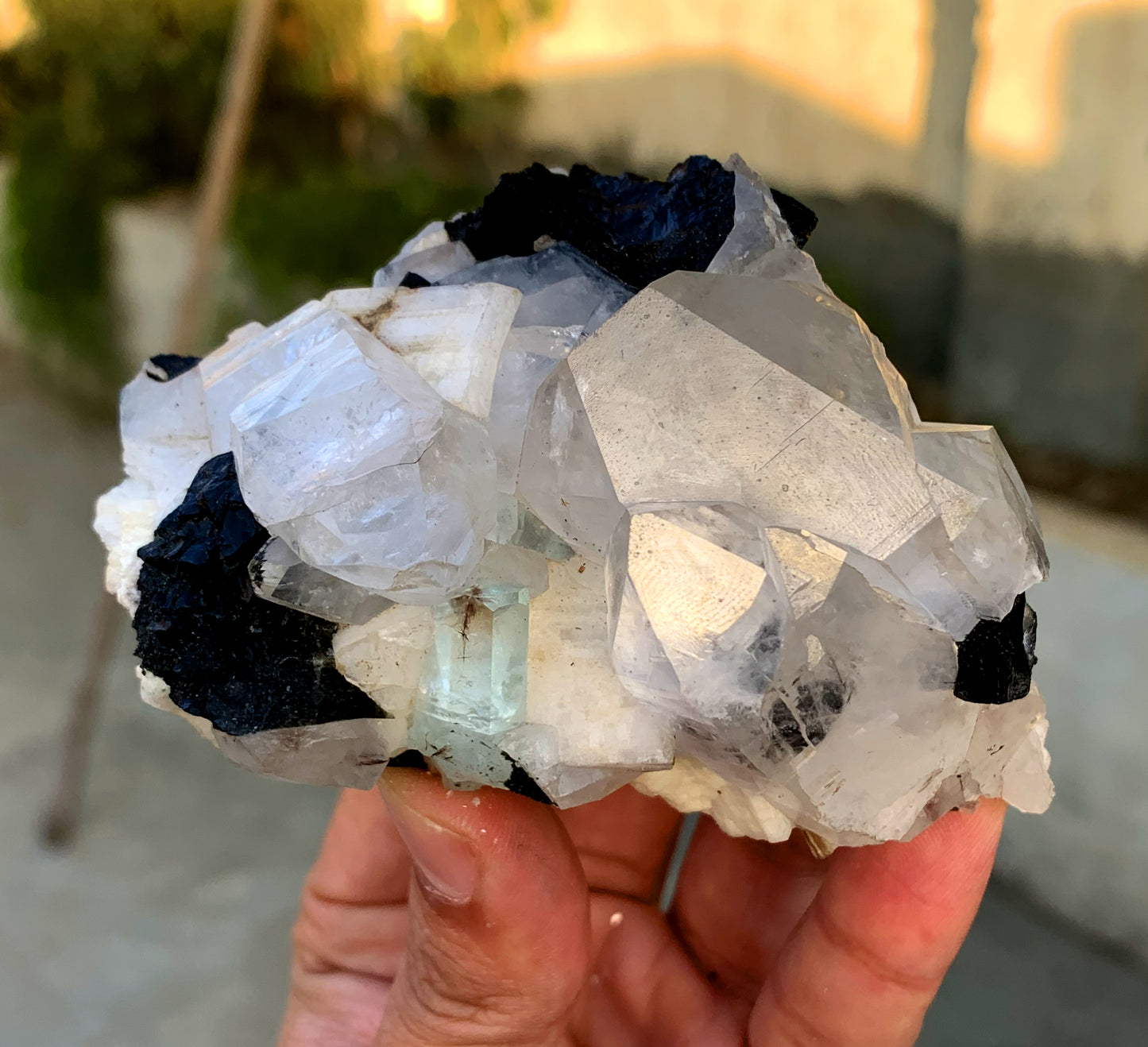 Transparent Blue Color Aquamarine with Quartz, Schorl Tourmaline and Feldspar Specimen from Pakistan - 285 grams