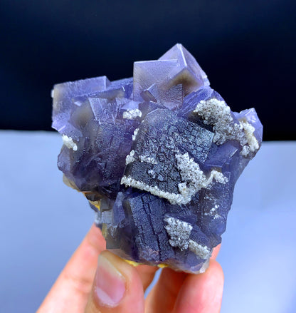 Natural Purple Cubic Phantom Fluorite with Calcite, Fluorite Crystals - 274 gm