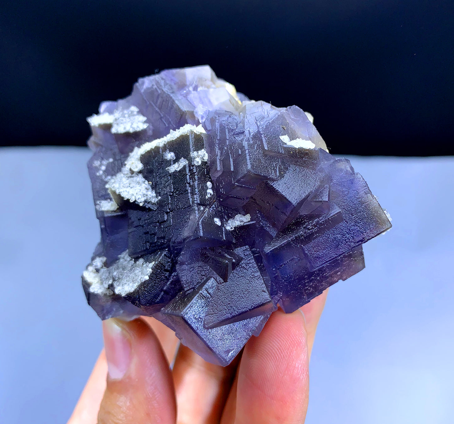 Natural Purple Cubic Phantom Fluorite with Calcite, Fluorite Crystals - 274 gm