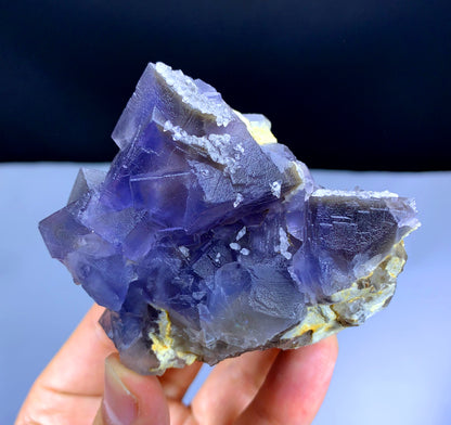 Natural Purple Cubic Phantom Fluorite with Calcite, Fluorite Crystals - 274 gm