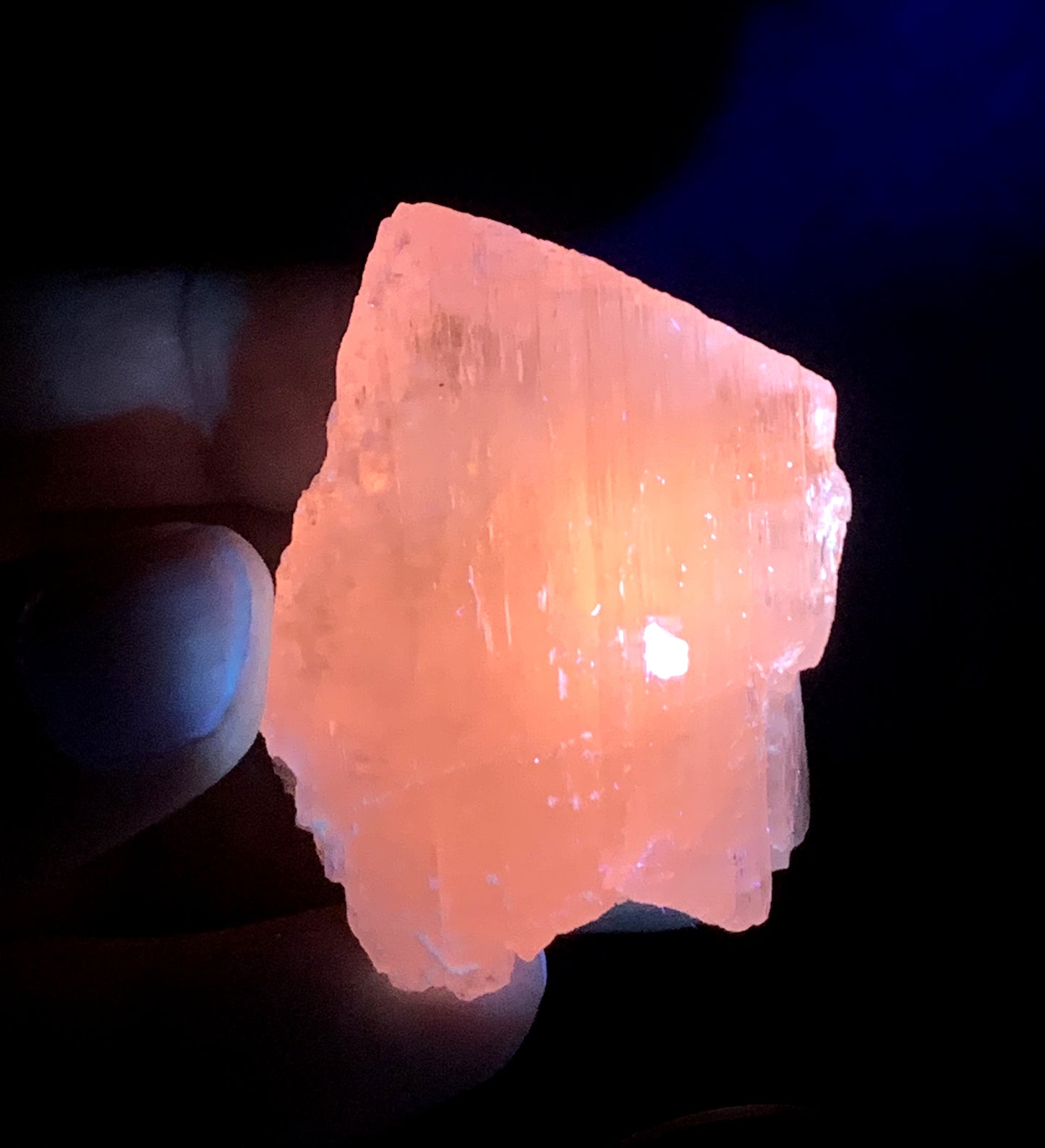 Natural Fluorescent Pink Kunzite Crystal from Afghanistan - 53 grams