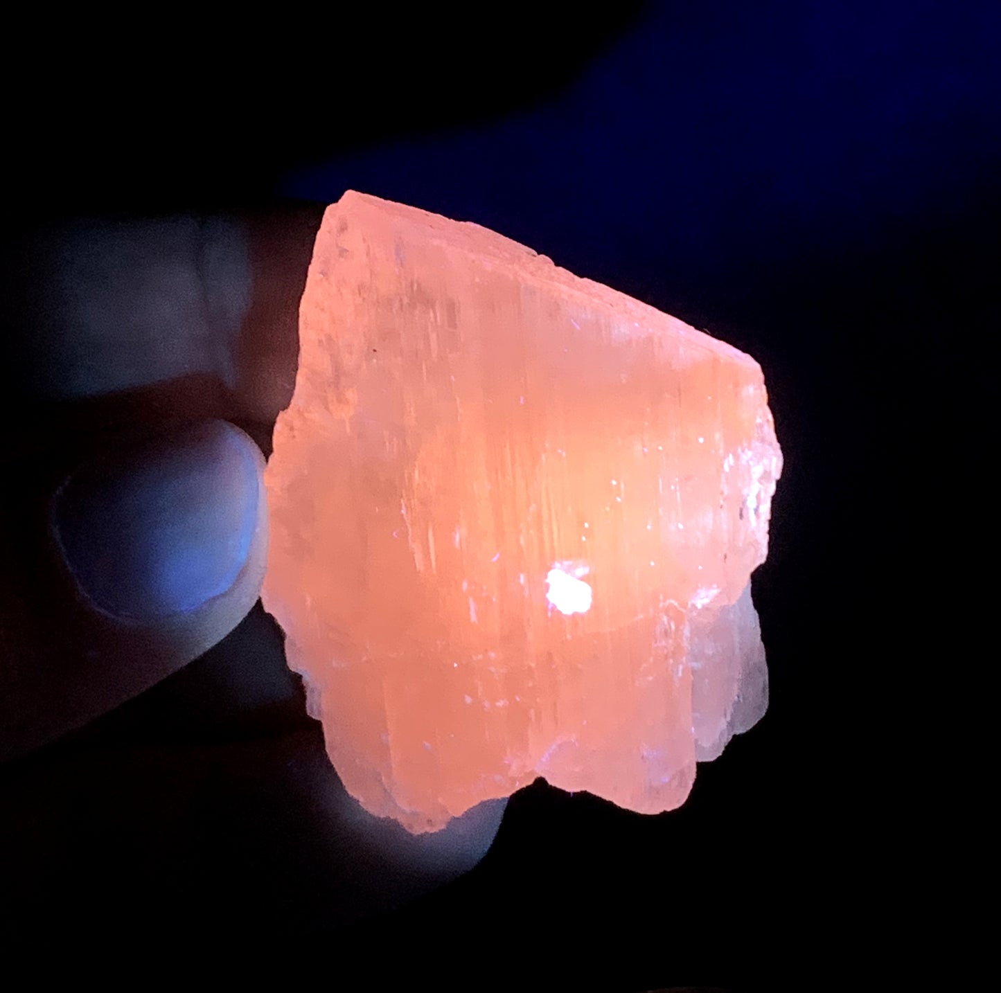 Natural Fluorescent Pink Kunzite Crystal from Afghanistan - 53 grams