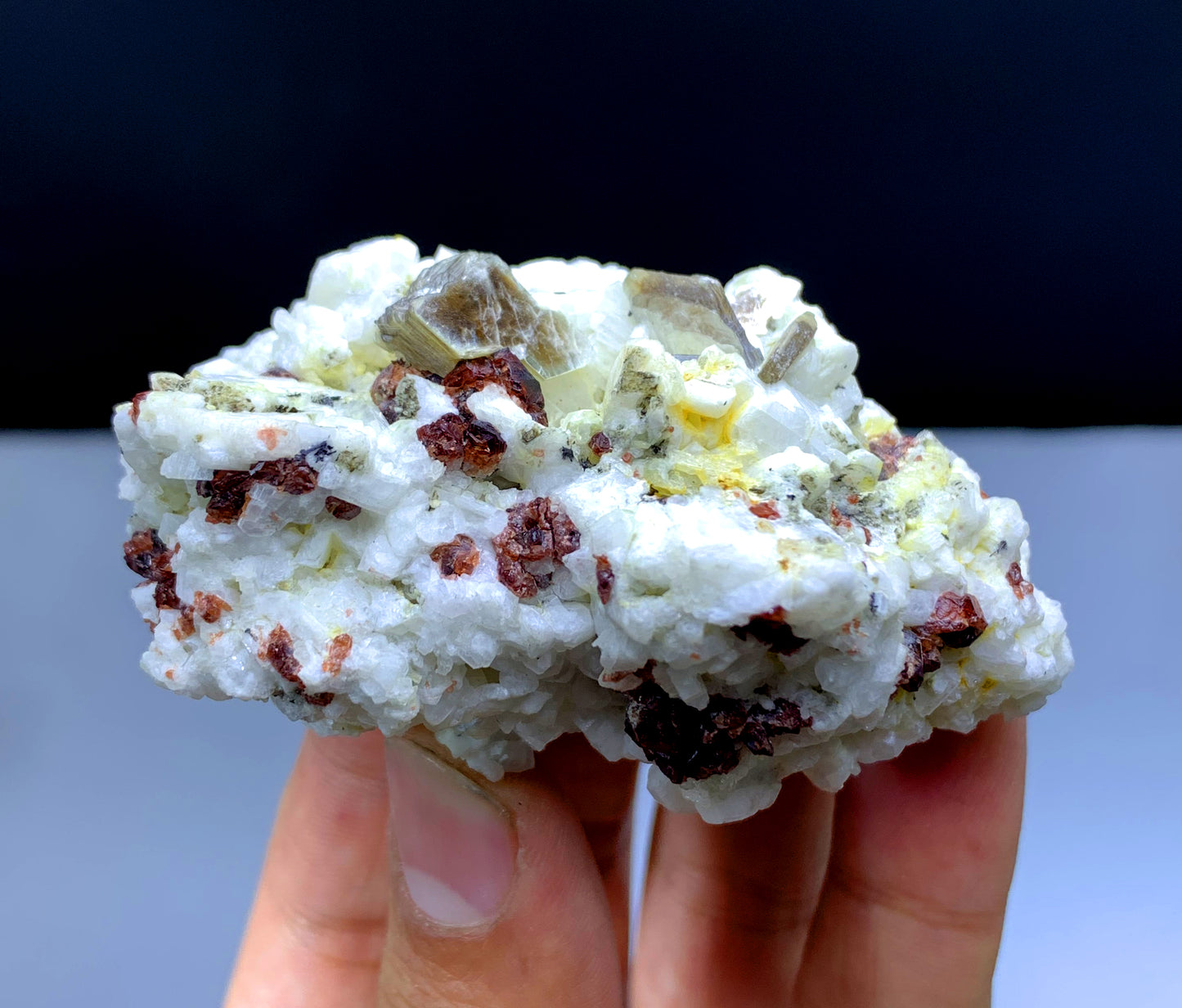 Natural Red Color Garnet Crystals on Matrix from Pakistan - 91 grams