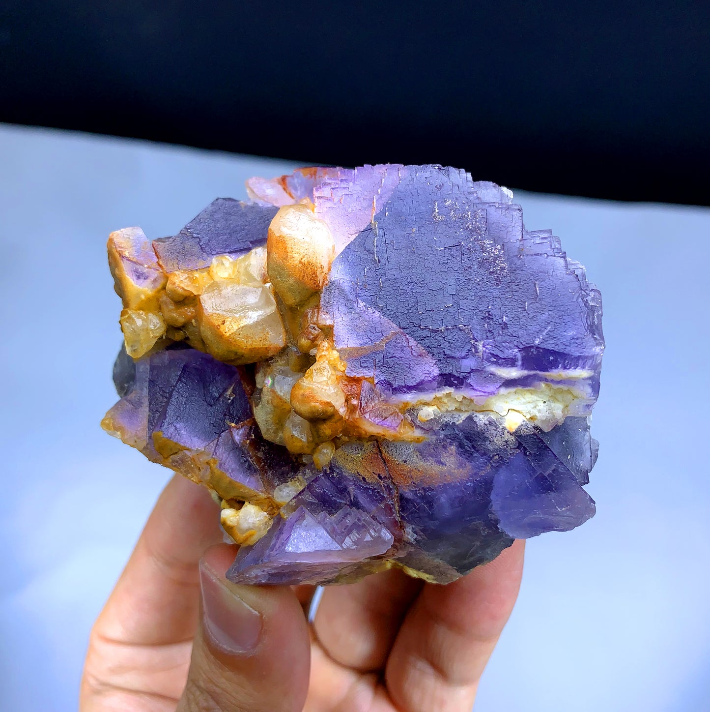 Natural Purple Phantom Fluorite with Yellow Calcite from Pakistan - 238 grams