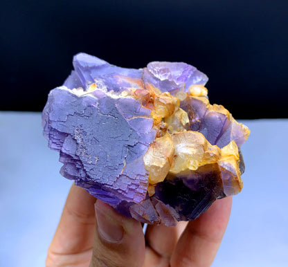 Natural Purple Phantom Fluorite with Yellow Calcite from Pakistan - 238 grams