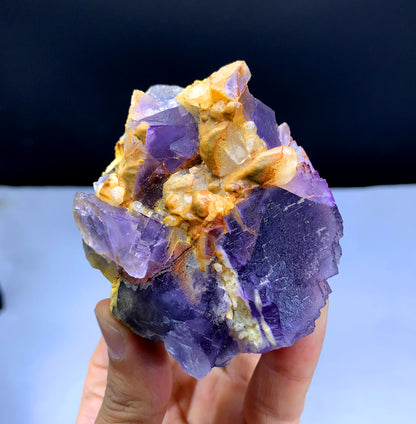 Natural Purple Phantom Fluorite with Yellow Calcite from Pakistan - 238 grams