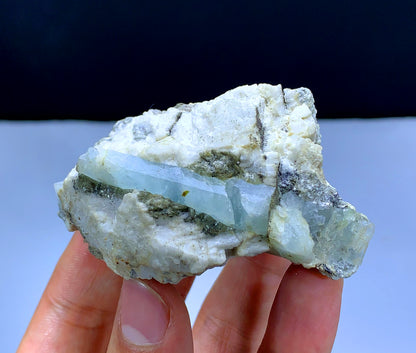 Natural Sky Blue Color Aquamarine Crystal on Feldspar from Pakistan - 98 grams