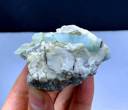 Natural Sky Blue Color Aquamarine Crystal on Feldspar from Pakistan - 98 grams