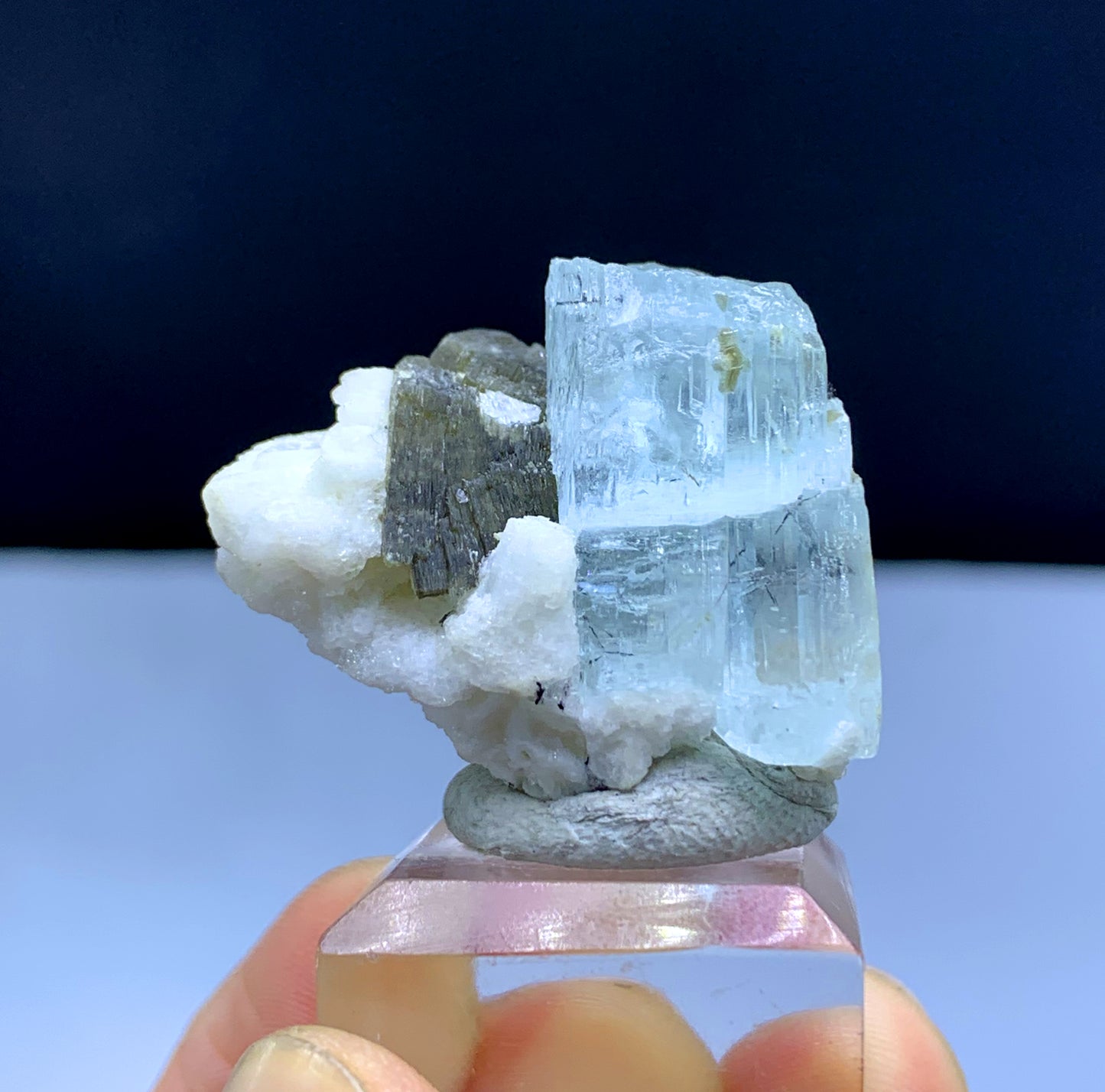 Sky Blue Aquamarine with Mica and Feldspar from Pakistan - 20 gram