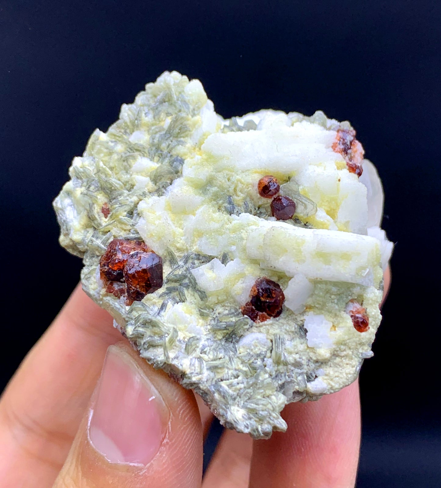 Red Garnet Crystals Feldspar, Mica and Quartz, Natural Garnet Specimen from Skardu Pakistan - 66 grams