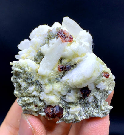 Red Garnet Crystals Feldspar, Mica and Quartz, Natural Garnet Specimen from Skardu Pakistan - 66 grams