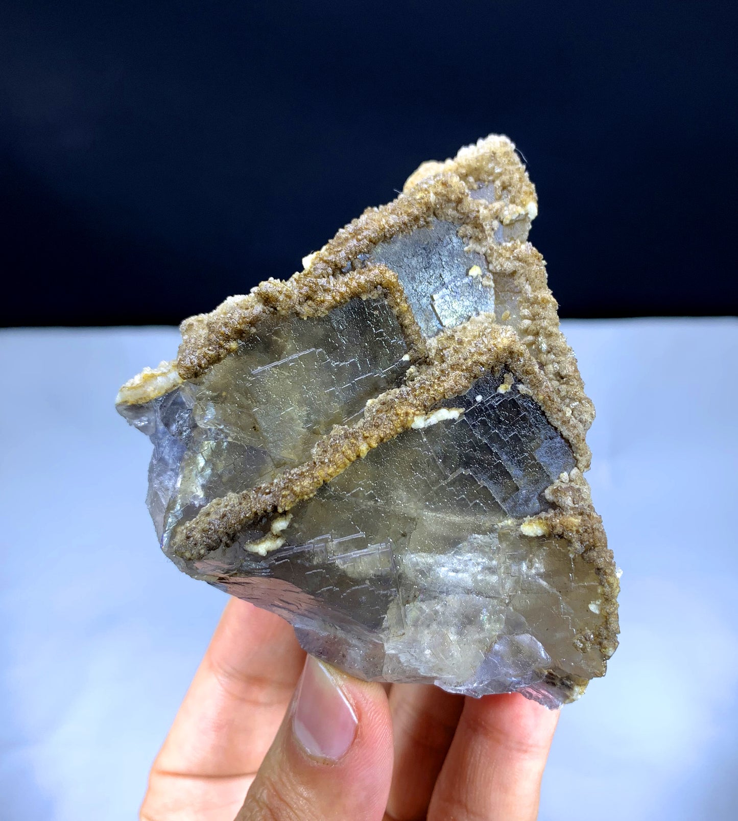 Natural Purple Phantom Fluorite with Calcite from Pakistan - 264 gram