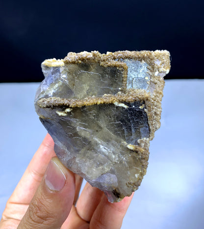 Natural Purple Phantom Fluorite with Calcite from Pakistan - 264 gram