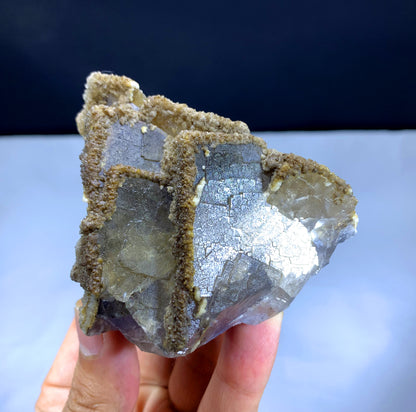 Natural Purple Phantom Fluorite with Calcite from Pakistan - 264 gram