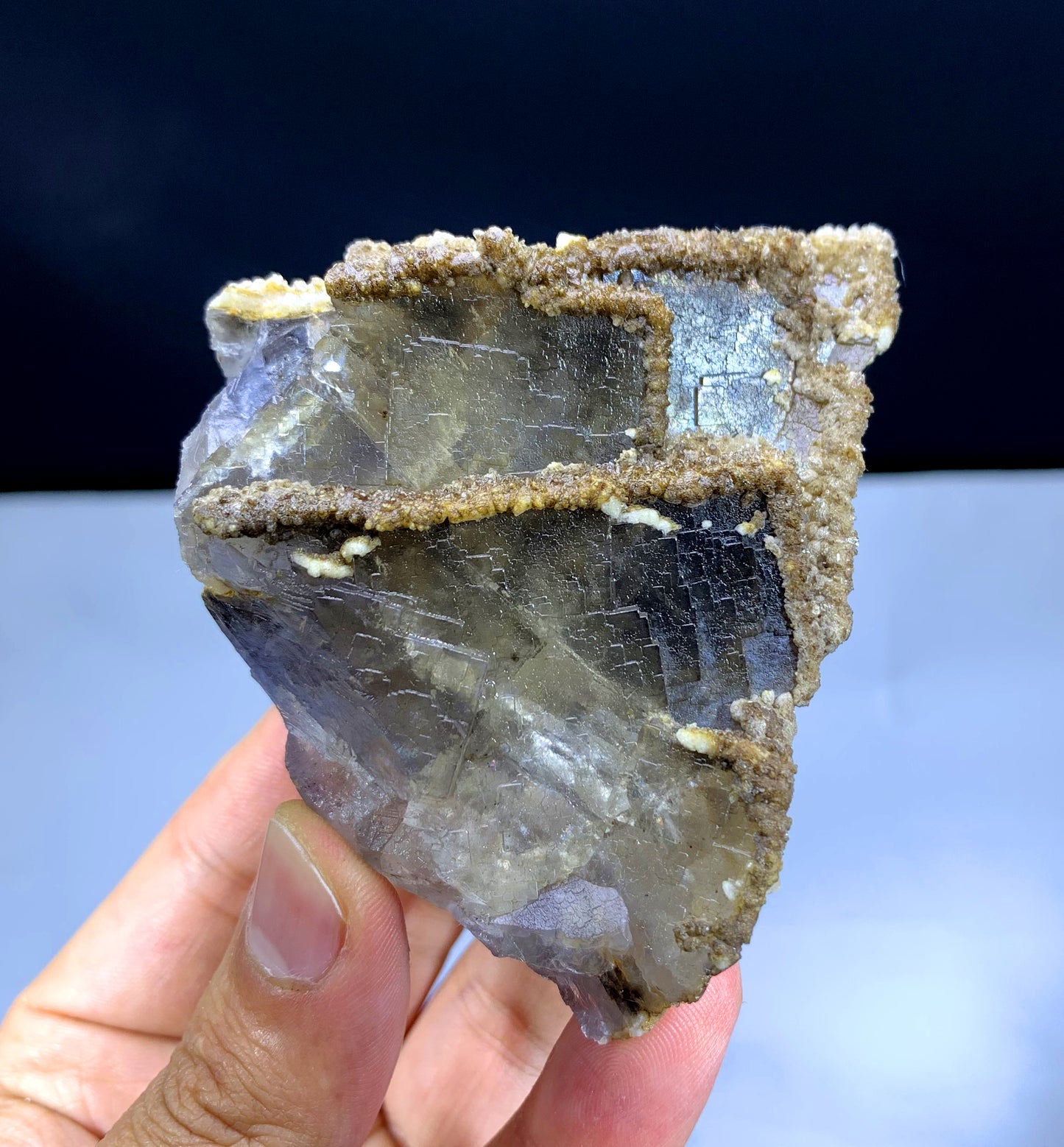 Natural Purple Phantom Fluorite with Calcite from Pakistan - 264 gram