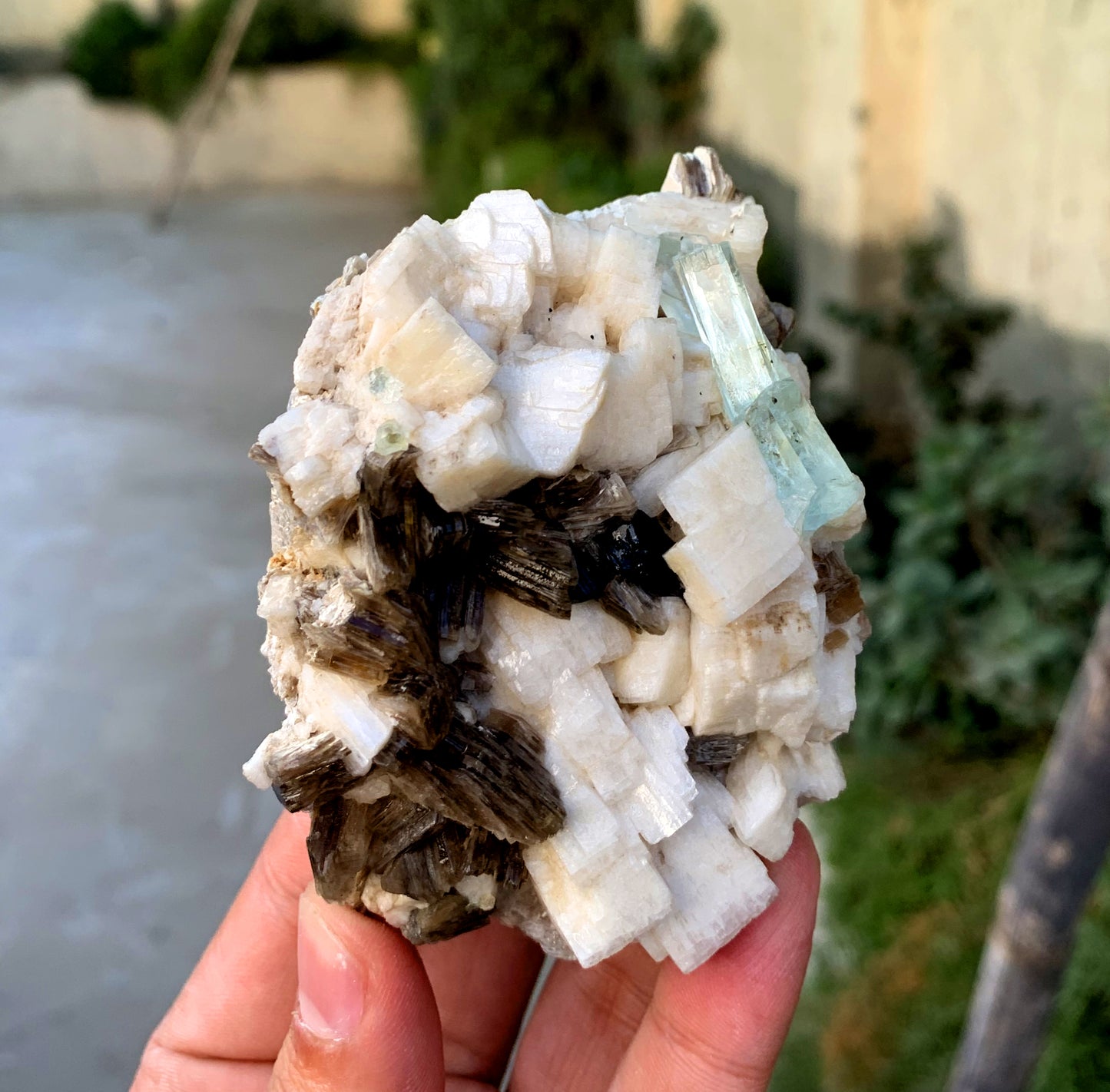 Sky Blue Aquamarine Crystals with Star Mica and Feldspar from Pakistan - 243 gram