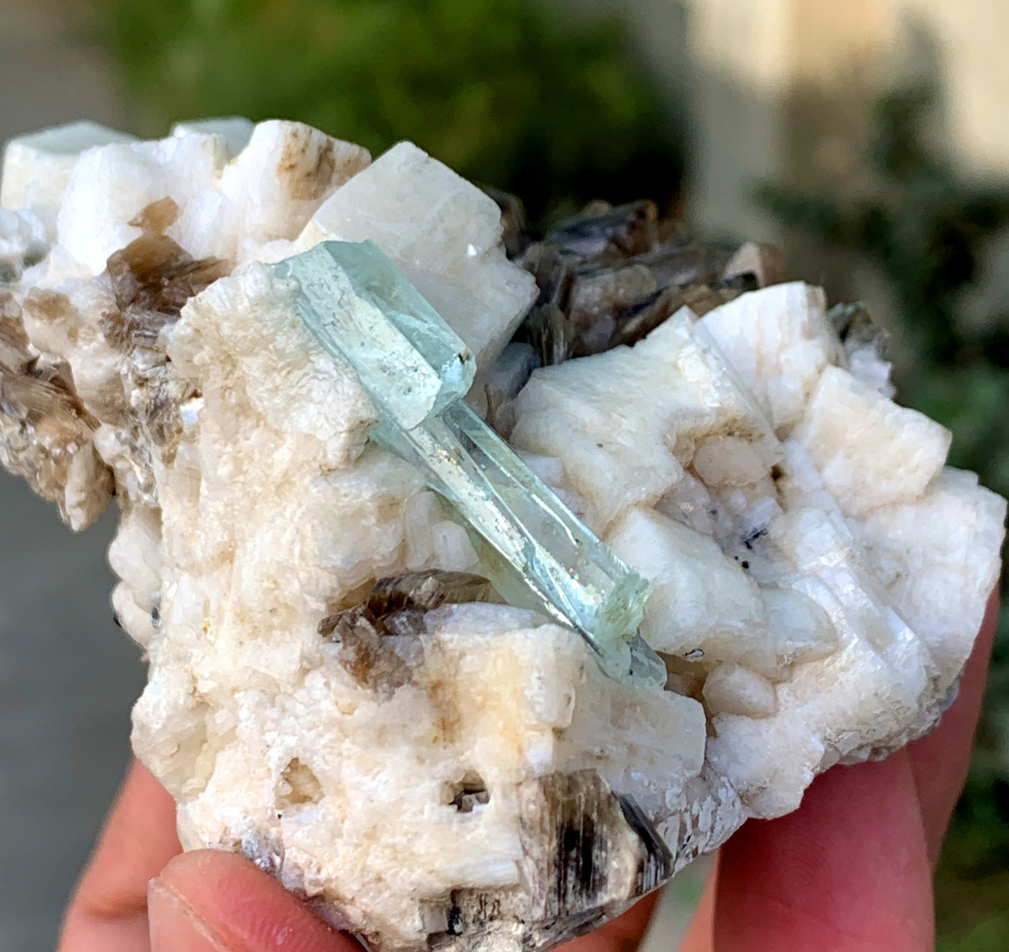 Sky Blue Aquamarine Crystals with Star Mica and Feldspar from Pakistan - 243 gram