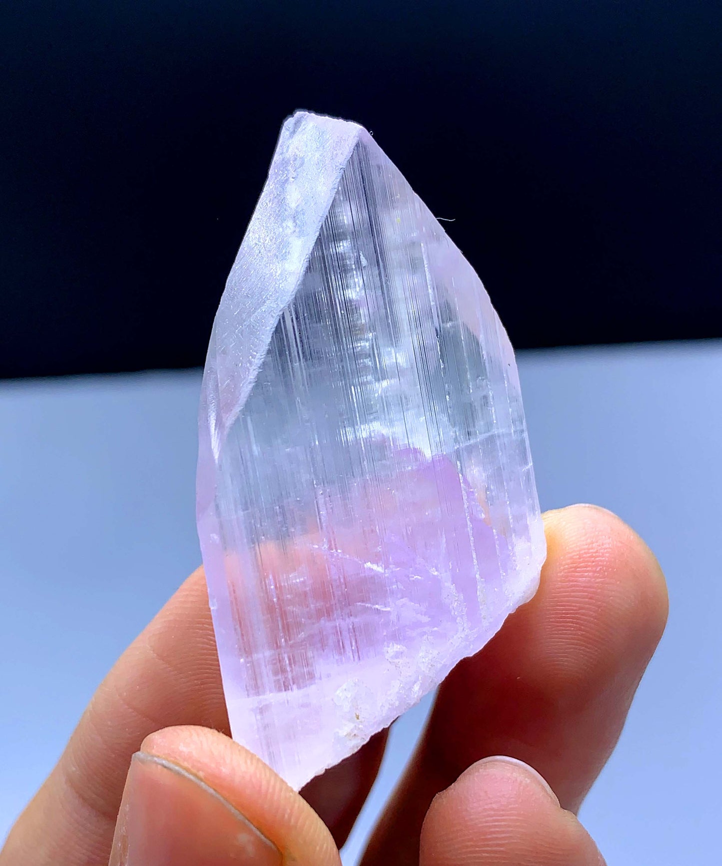 V Shape Terminated Fluorescent Pink Color Kunzite Crystal from Afghanistan