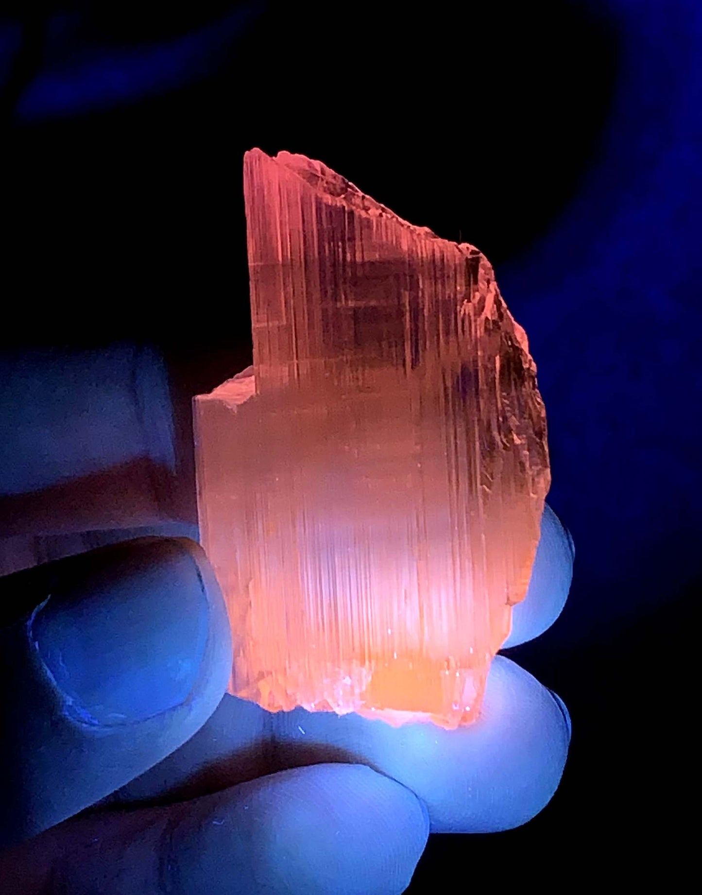 Natural Fluorescent Pink Kunzite Crystal from Afghanistan - 22 grams