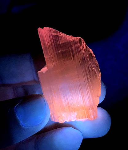 Natural Fluorescent Pink Kunzite Crystal from Afghanistan - 22 grams