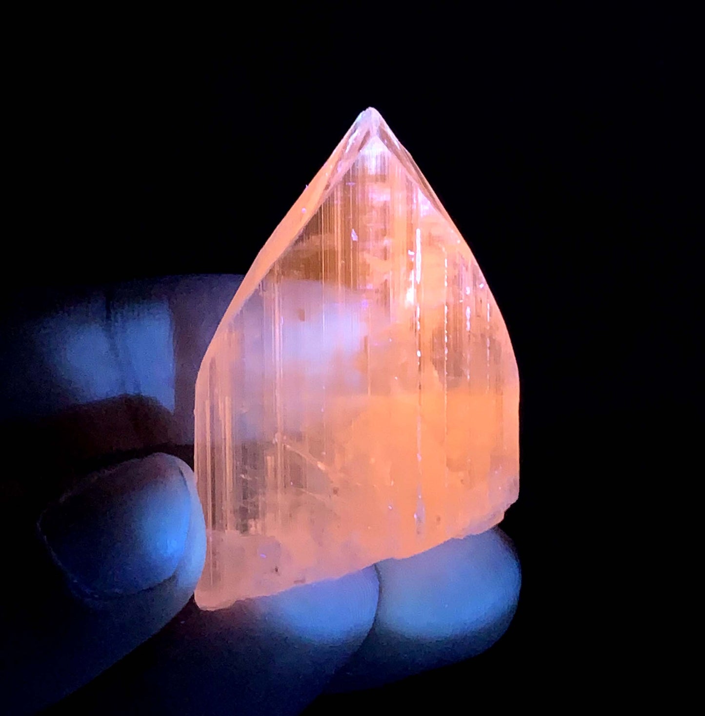 V Shape Terminated Fluorescent Pink Color Kunzite Crystal from Afghanistan