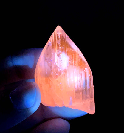 V Shape Terminated Fluorescent Pink Color Kunzite Crystal from Afghanistan