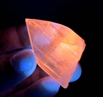 V Shape Terminated Fluorescent Pink Color Kunzite Crystal from Afghanistan