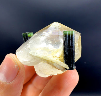 Natural Green Cap Tourmaline Crystals on Quartz from Pakistan - 42 grams