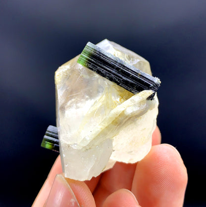 Natural Green Cap Tourmaline Crystals on Quartz from Pakistan - 42 grams