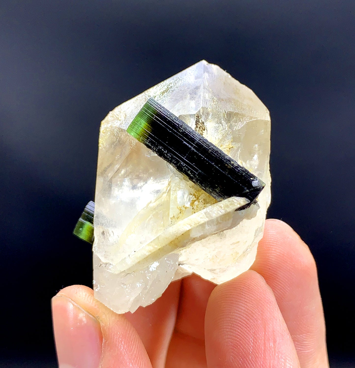 Natural Green Cap Tourmaline Crystals on Quartz from Pakistan - 42 grams