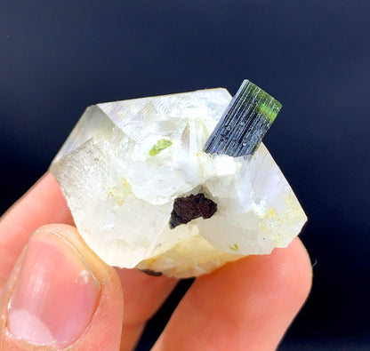 Natural Green Cap Tourmaline Crystals on Quartz from Pakistan - 42 grams