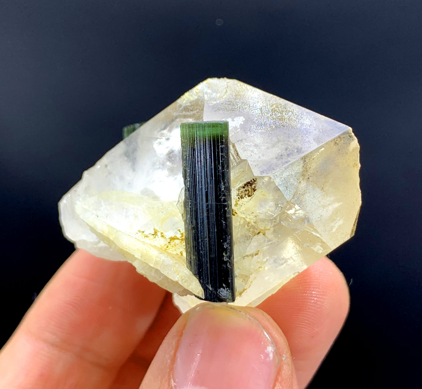 Natural Green Cap Tourmaline Crystals on Quartz from Pakistan - 42 grams