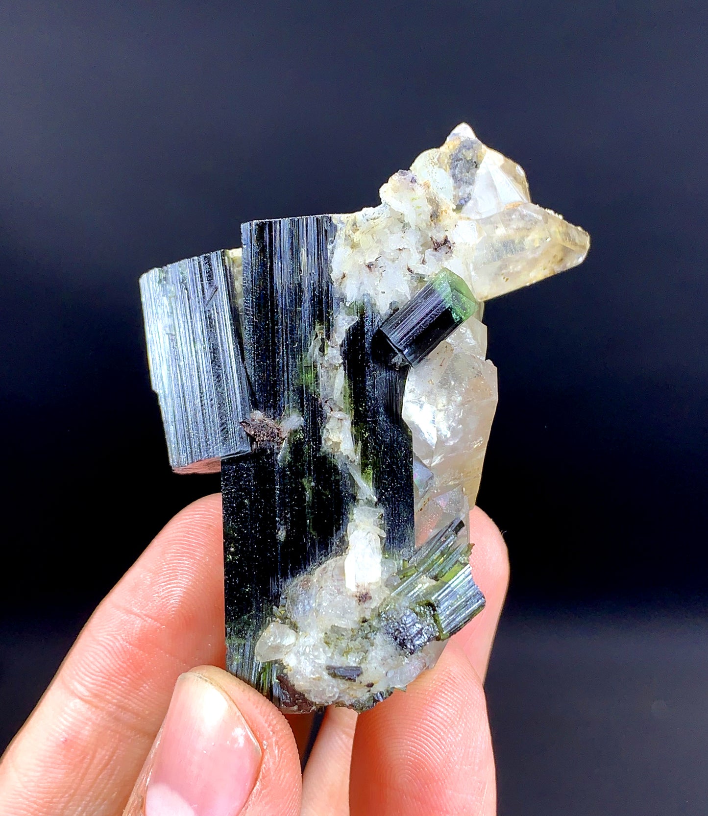 Natural Green Cap Tourmaline with Quartz from Pakistan - 77 grams