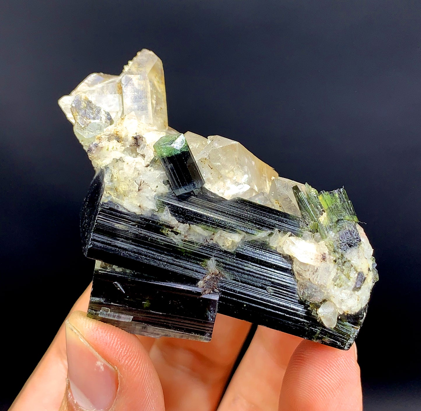 Natural Green Cap Tourmaline with Quartz from Pakistan - 77 grams