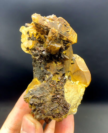 Natural Siderite Cluster on Yellow Quartz from Skardu Pakistan - 163 grams