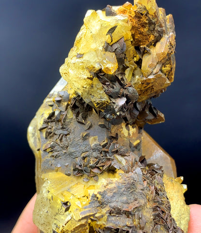 Natural Siderite Cluster on Yellow Quartz from Skardu Pakistan - 163 grams